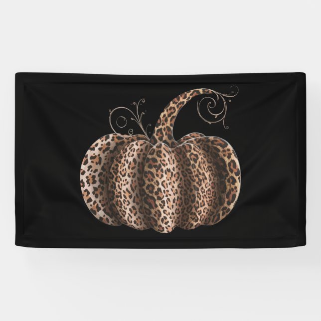Banderoles Citrouille d'Halloween Plaid Léopard d'Automne Act (Horizontal)