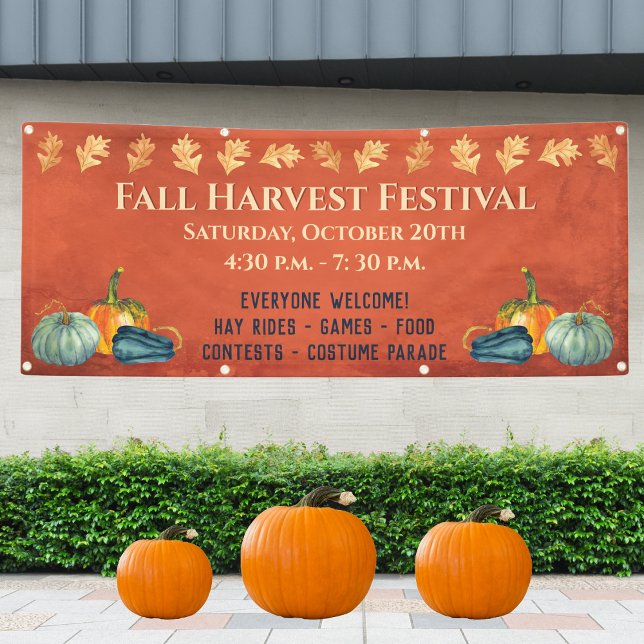 Banderoles Citrouille du festival de récolte d'automne (Fall Harvest Festival Banner - Market and announce your event. )
