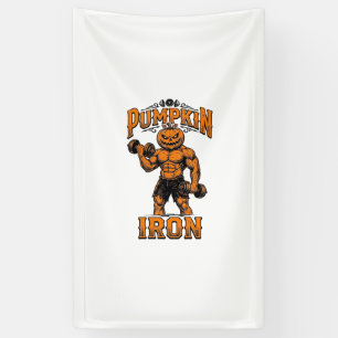 Banderoles Citrouille Fer Vintage Bodybuilder Halloween Desig