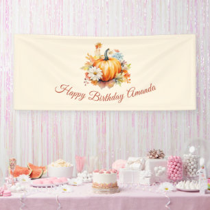 Banderoles Citrouille orange et fleurs Anniversaire d'automne