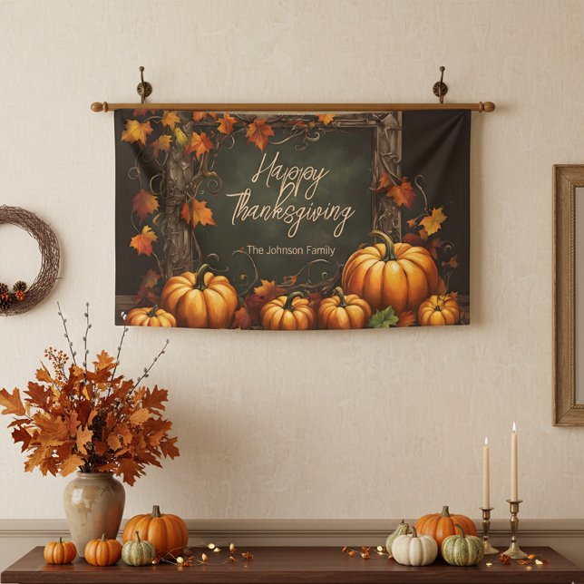 Banderoles Citrouille rustique vert foncé pour Thanksgiving (Créateur téléchargé)