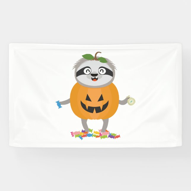 Banderoles Citrouille Sloth Halloween Costume cadeau (Horizontal)