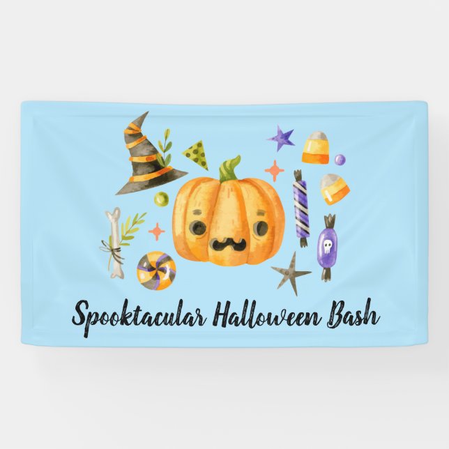 Banderoles Citrouille Spooktacular Halloween Bash Party Bleu (Horizontal)