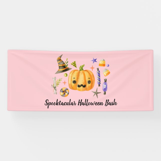 Banderoles Citrouille Spooktacular Halloween Bash Party rose (Horizontal)