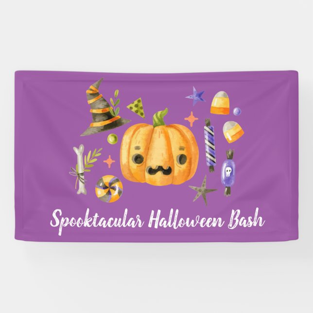 Banderoles Citrouille Spooktacular Halloween Bash Party viole (Horizontal)