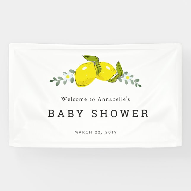 Banderoles Citrus citron Baby shower Floral (Horizontal)