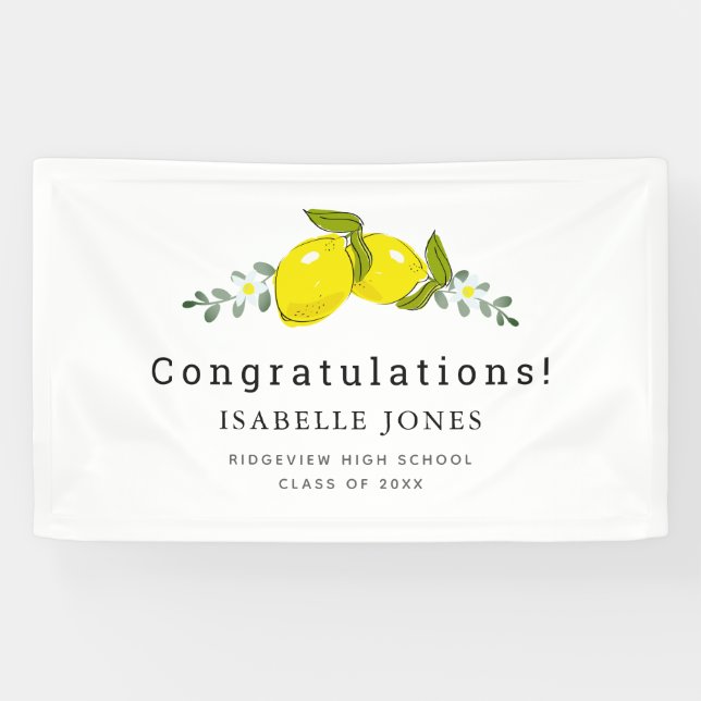 Banderoles Citrus citron Floral Blanc Graduation (Horizontal)
