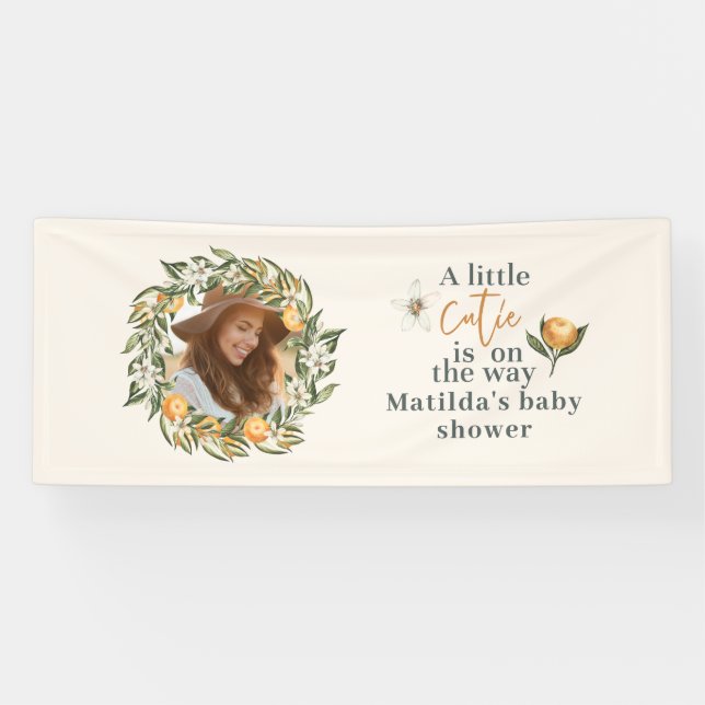 Banderoles Citrus, orange + fleur petit baby shower (Horizontal)