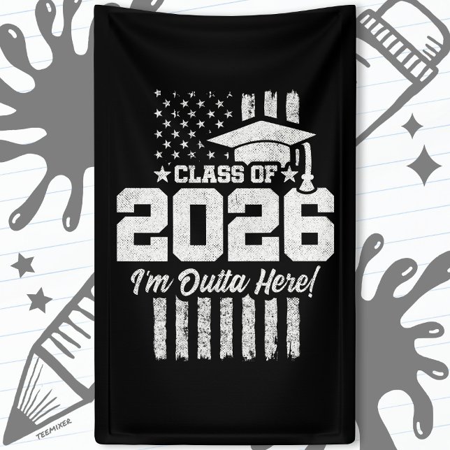 Banderoles Class of 2026 Graduation Distressed Flag Design (Créateur téléchargé)