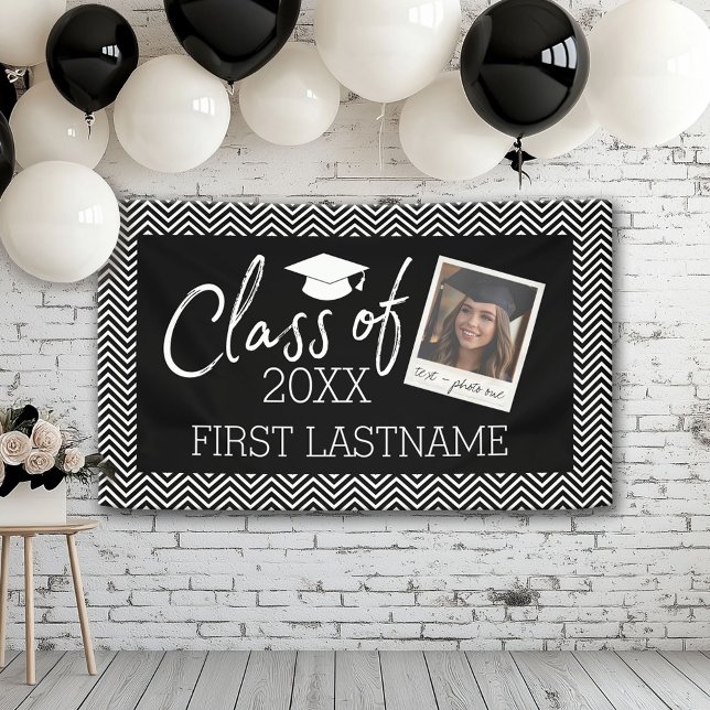 Banderoles Class of Any Year Graduation Photo Cap Chevrons (Custom Graduation Banner for a Grad Party or Open House)