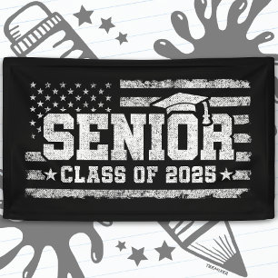 Banderoles Classe 2025 Graduation American Flag Senior 2025
