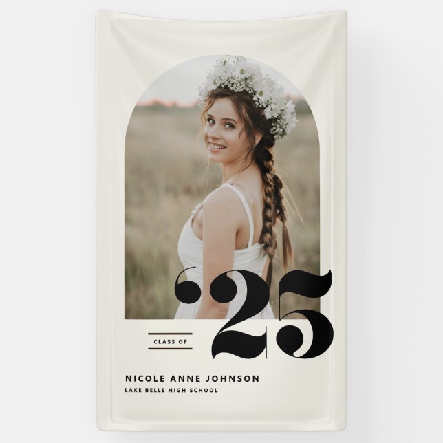 Banderoles Classe Boho de 2025 Arch Photo Graduation (Vertical)