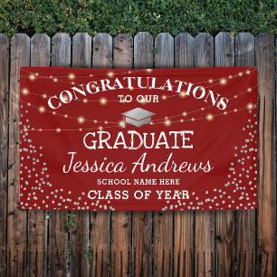 Banderoles Classe Burgundy & Sliver Stylish de 2025 Graduatio