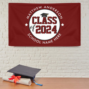 Banderoles Classe de 2024 Burgundy Red Graduation Party