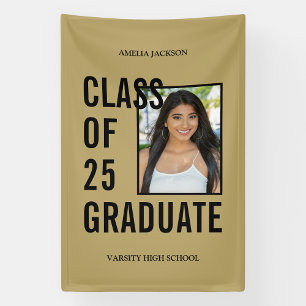 Banderoles Classe De 2025 Gold Photo Graduation