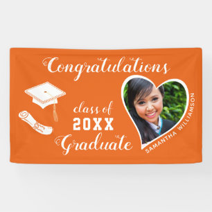 Banderoles Classe de 2025 Graduate Photo Orange Graduation