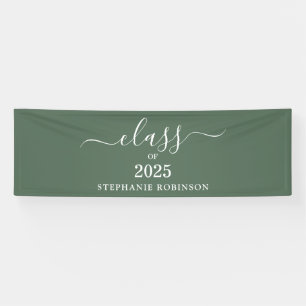 Banderoles Classe de 2025 Sage Vert Simple Moderne Graduation