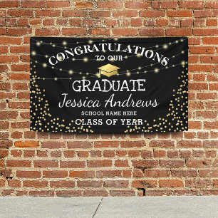 Banderoles Classe de Black & Gold Stylish de 2025 Graduation