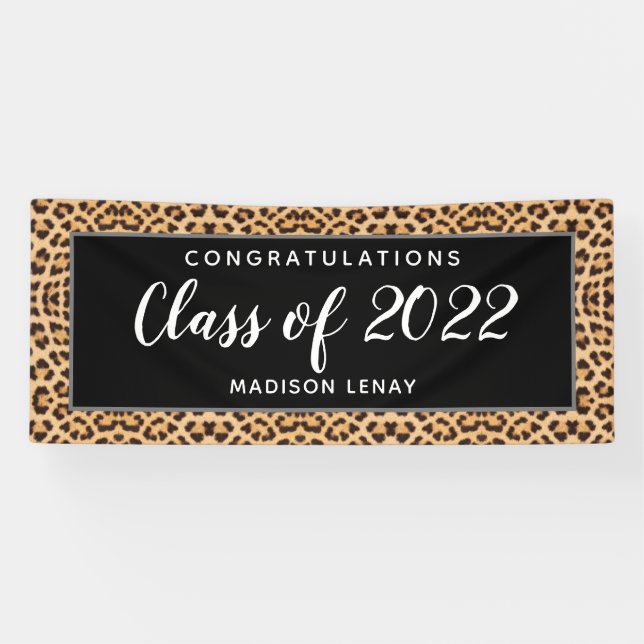 Banderoles Classe de graduation de 2022 Leopard Personnalisé (Horizontal)