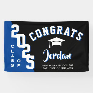 Banderoles Classe de Graduation moderne Blue Black de 2024 Pa