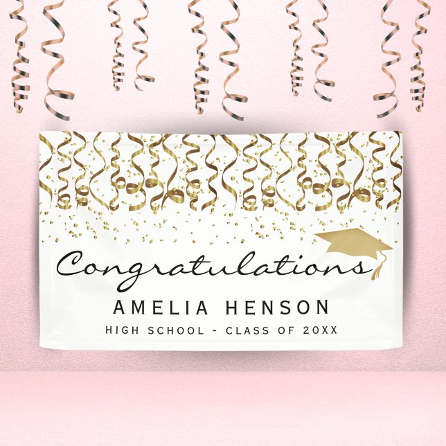 Banderoles Classe d'Elégant Gold Confetti Diplômé (Créateur téléchargé)