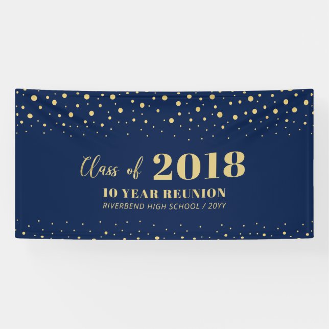 Banderoles Classe Gold Confetti Classe Reunion Bienvenue (Horizontal)