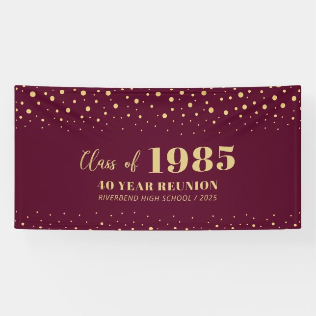 Banderoles Classe Gold & Red Confetti - Réunion Bienvenue (Horizontal)