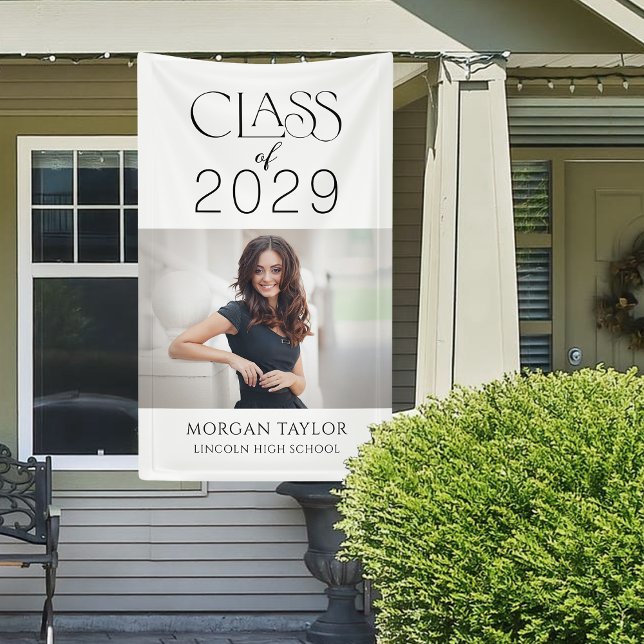Banderoles Classe minimale d'élégance gracieuse de 2025 - Gra (Minimal Graceful Elegance Class of 2025 Photo Grad Banner)