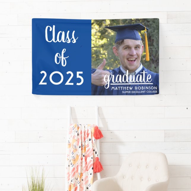 Banderoles Classe moderne de 2025 Graduation Blue Photo (En situation)