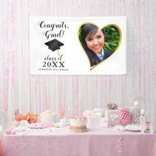 Banderoles Classe personnalisée 2025 Graduate Photo White Gra