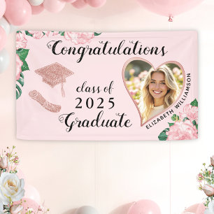 Banderoles Classe photo personnalisée de 2025 Floral Pink Gra
