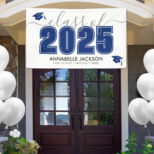 Banderoles Classe Simple De 2025 Blue Graduation Party