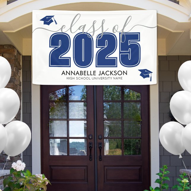 Banderoles Classe Simple De 2025 Blue Graduation Party (Simple Class Of 2025 Blue Graduation Party Banner)