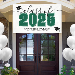 Banderoles Classe Simple De 2025 Green Graduation Party