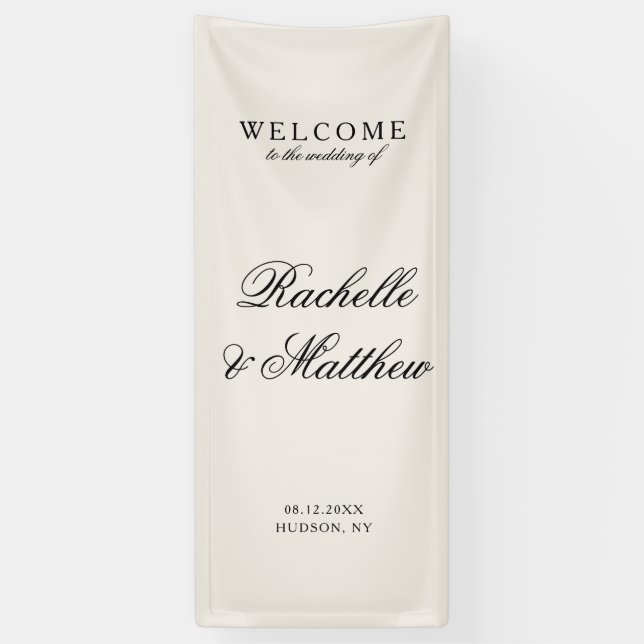 Banderoles Classic Ivory Old Money Wedding Welcome (Vertical)