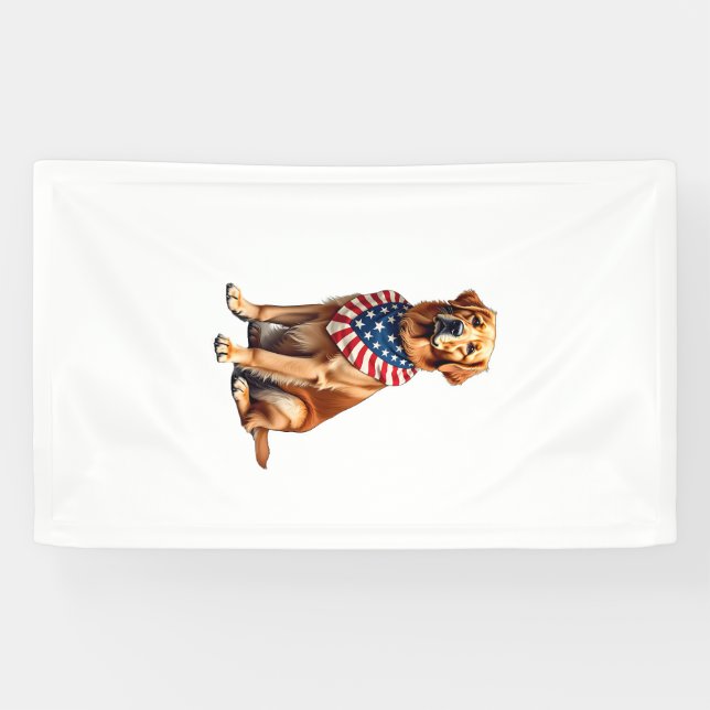 Banderoles Classic Patriotic Golden Retriever Vintage Shirt 2 (Horizontal)