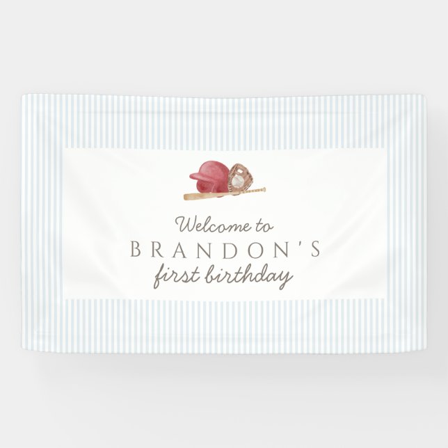 Banderoles Classic Preppy Baseball First Birthday Party (Horizontal)