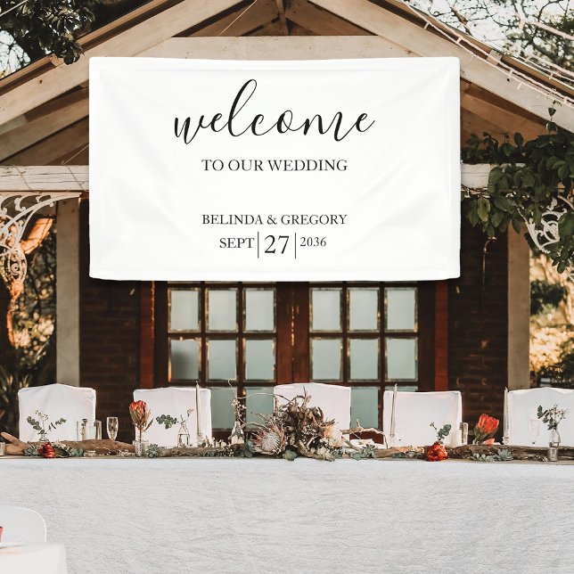 Banderoles Classic Script Welcome Wedding Hanging Sign  (Classic Script Welcome Wedding Hanging Sign)