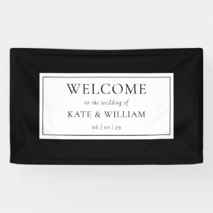 Banderoles Classique Moderne Bienvenue De Mariage Noir Et Bla