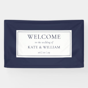 Banderoles Classique Moderne Carte de Bienvenue de Mariage Bl