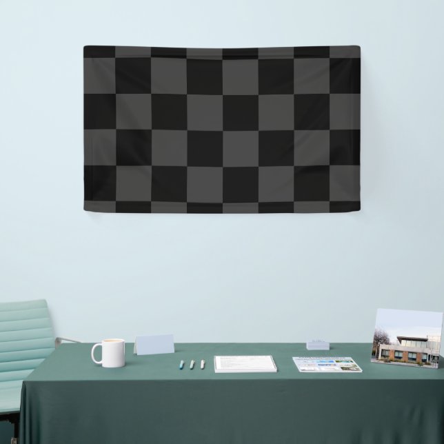 Banderoles Classique Moderne Noir & Damier Noir Fumé (Salon professionnel)