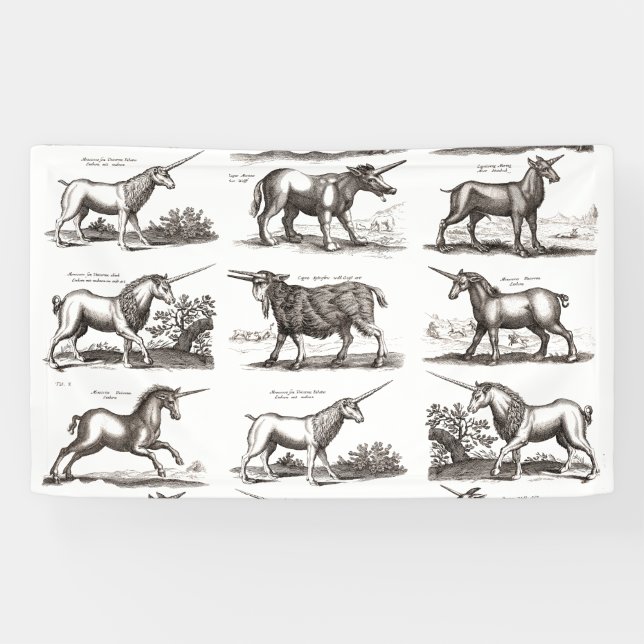 Banderoles Classique Unicorne Antique Mythique Magie Créature (Horizontal)