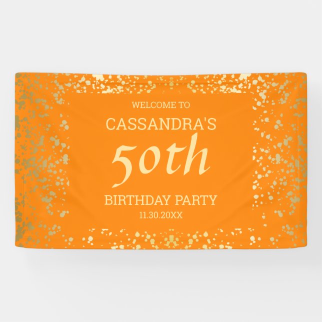 Banderoles Classy Egypt Gold arrose Orange Anniversaire (Horizontal)