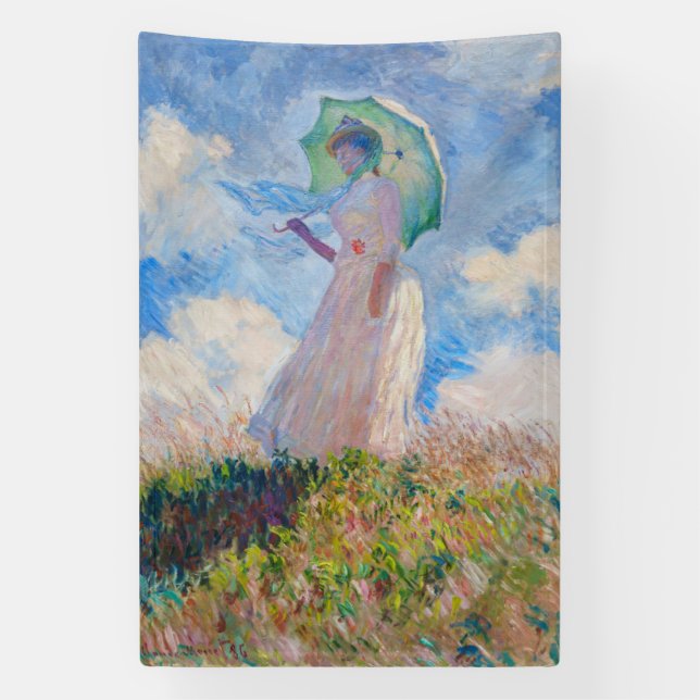Banderoles Claude Monet - Femme avec Parasol face à gauche (Verticale)