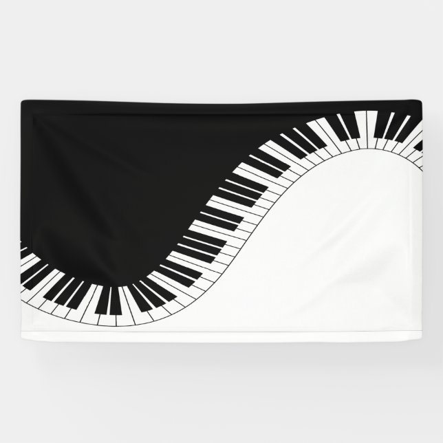 Banderoles Clavier de piano design de musique noir et blanc (Horizontal)
