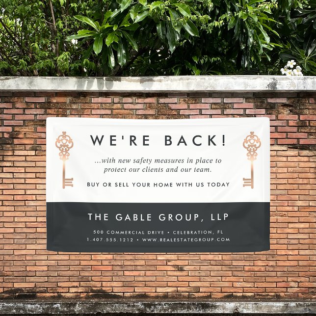 Banderoles Clé vintage | Réouverture de l'entreprise immobili (Créateur téléchargé)