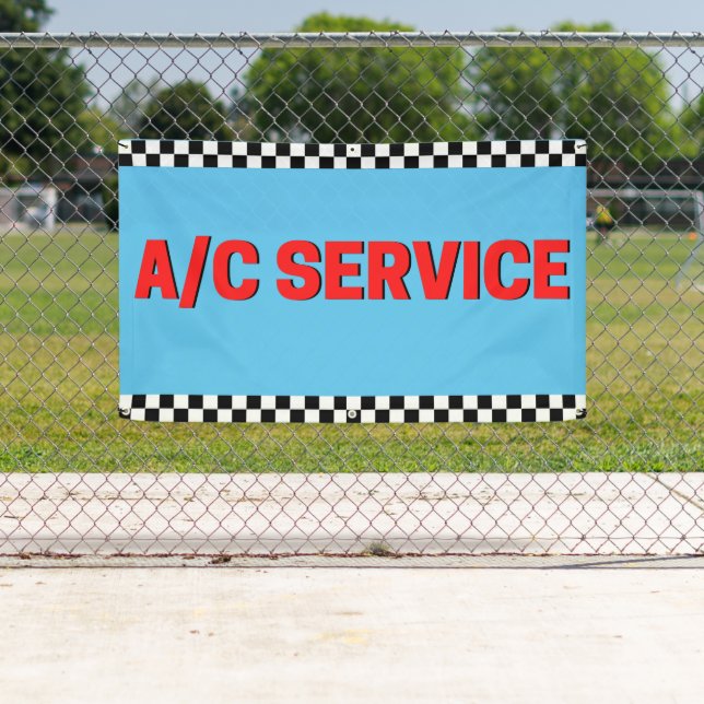 Banderoles Climatisation Service Atelier Automobile Bleu (En situation)