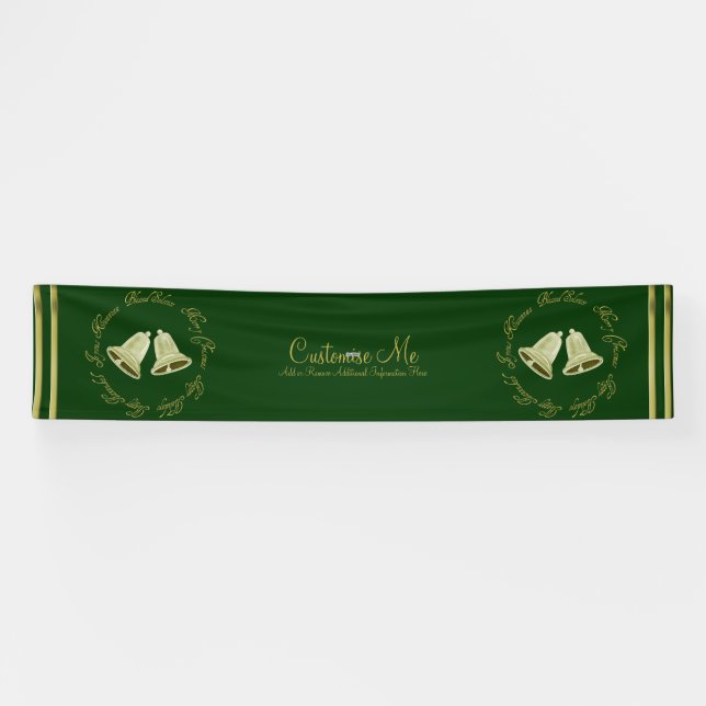 Banderoles Cloches brillantes en or (Horizontal)