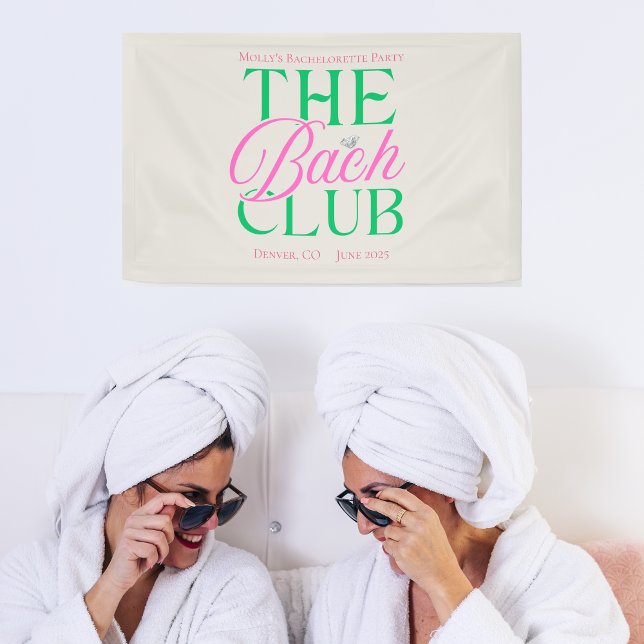 Banderoles Club de Bach Rose Moderne Enterrement de Vie de Je (The Bach Club banner with modern pink font – perfect for bachelorette or bridal celebrations!)