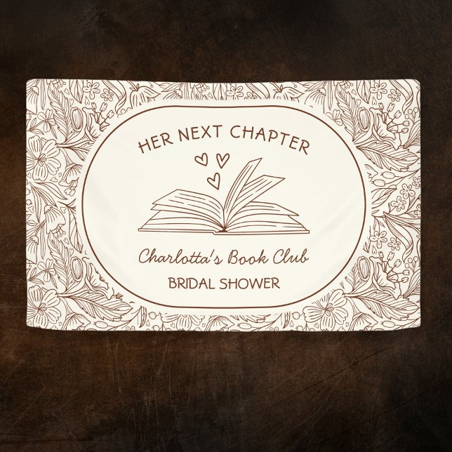 Banderoles Club de lecture Baby Shower marron du prochain cha (Next Chapter Book Club Brown Bridal Shower Banner)